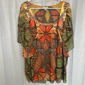 Live and Let Live Monarch Butterfly, Chiffon Kaftan Blouse